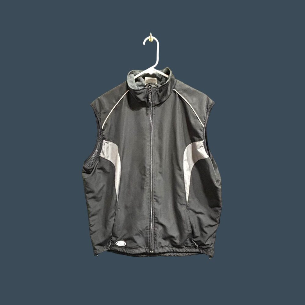 Sporthill Men’s L Windproof Black Gray Sleeveless Athletic Vest Full Zip